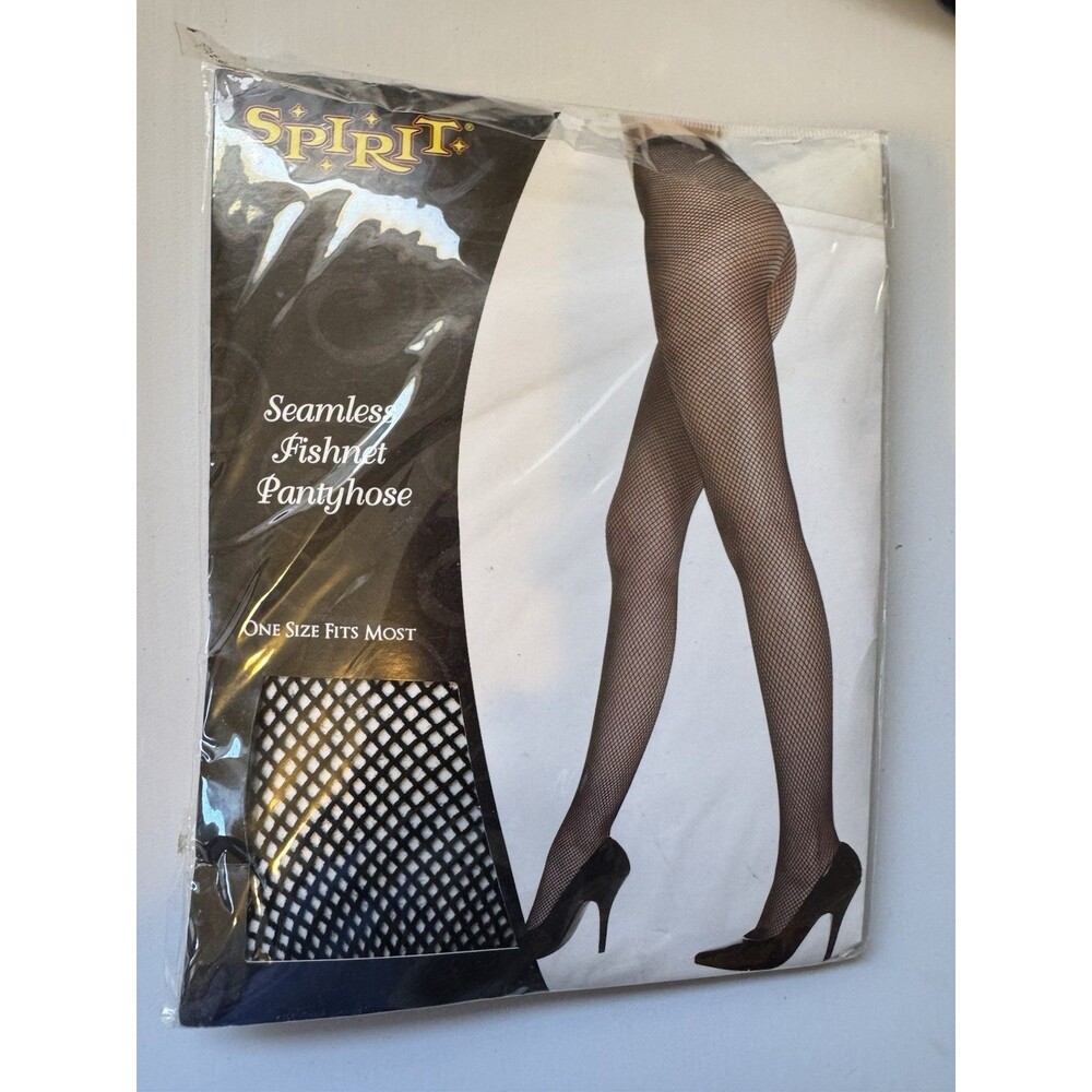 Fishnet Pantyhose by SPIRIT Seamless Black One Size Fits Most